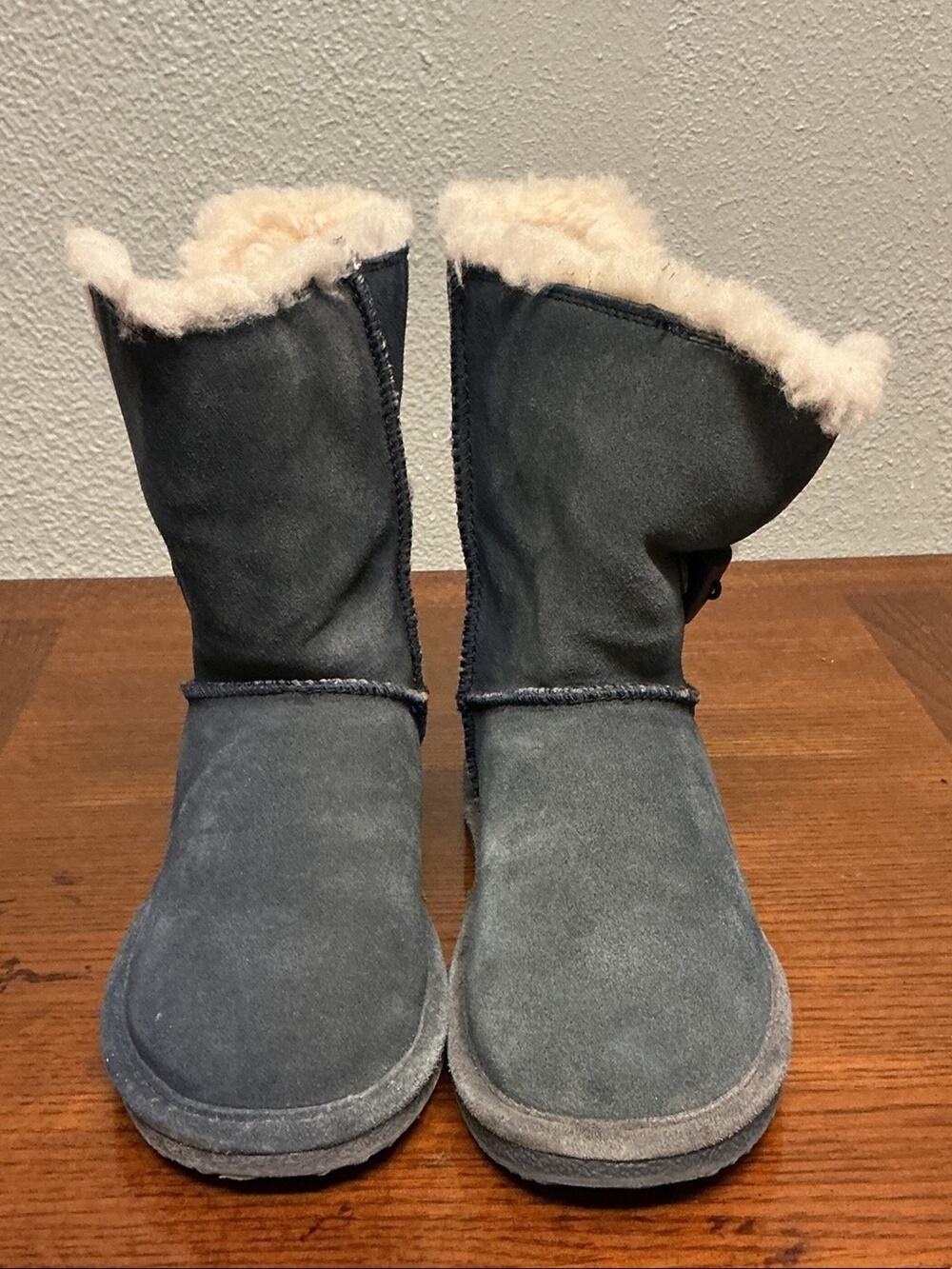 Bjorndal Joey Navy Suede-Look Faux Shearling Winter Boots Sz 7, 3210